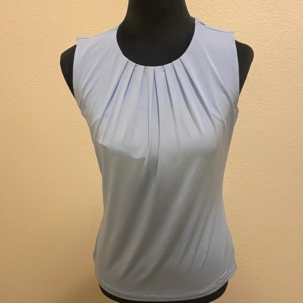 Calvin Klein Light Blue Pleated Blouse - Picture 4 of 6